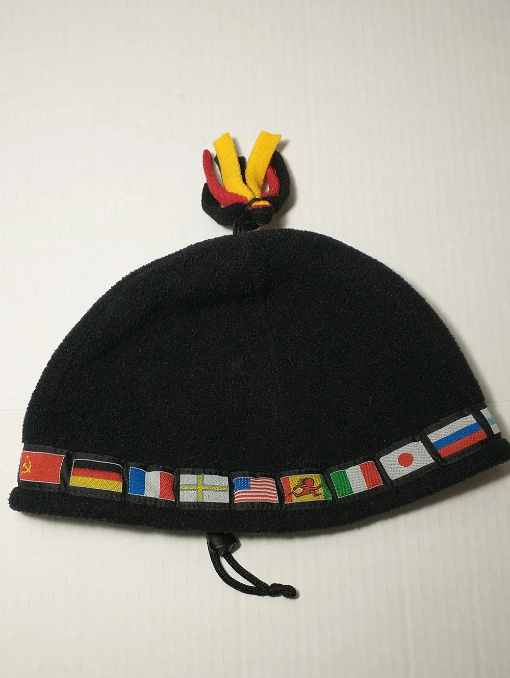 Vintage Shred Alert Fleece Adjustable Beanie, Countries Flags On, Adult Medium